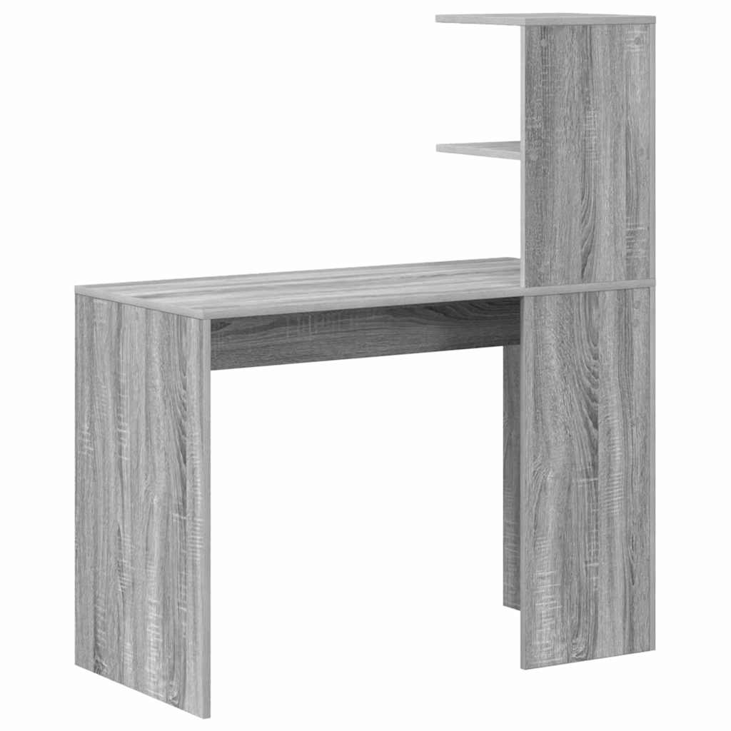 vidaXL Desk with Shelf Grey Sonoma 102 x 50 x 124 cm Engineered Wood