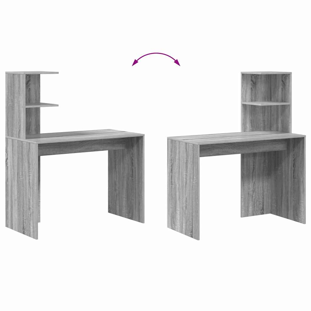 vidaXL Desk with Shelf Grey Sonoma 102 x 50 x 124 cm Engineered Wood