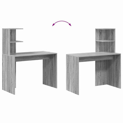 vidaXL Desk with Shelf Grey Sonoma 102 x 50 x 124 cm Engineered Wood