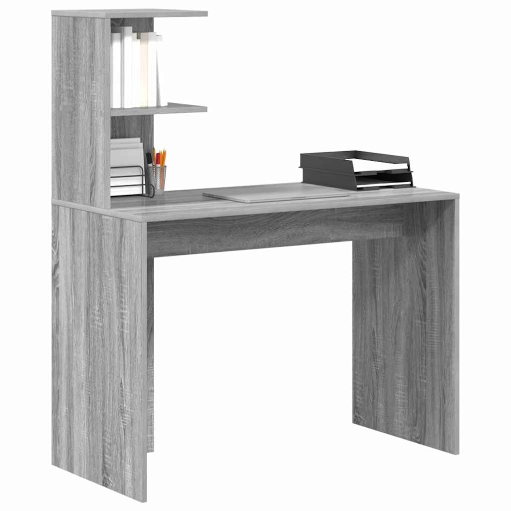vidaXL Desk with Shelf Grey Sonoma 102 x 50 x 124 cm Engineered Wood
