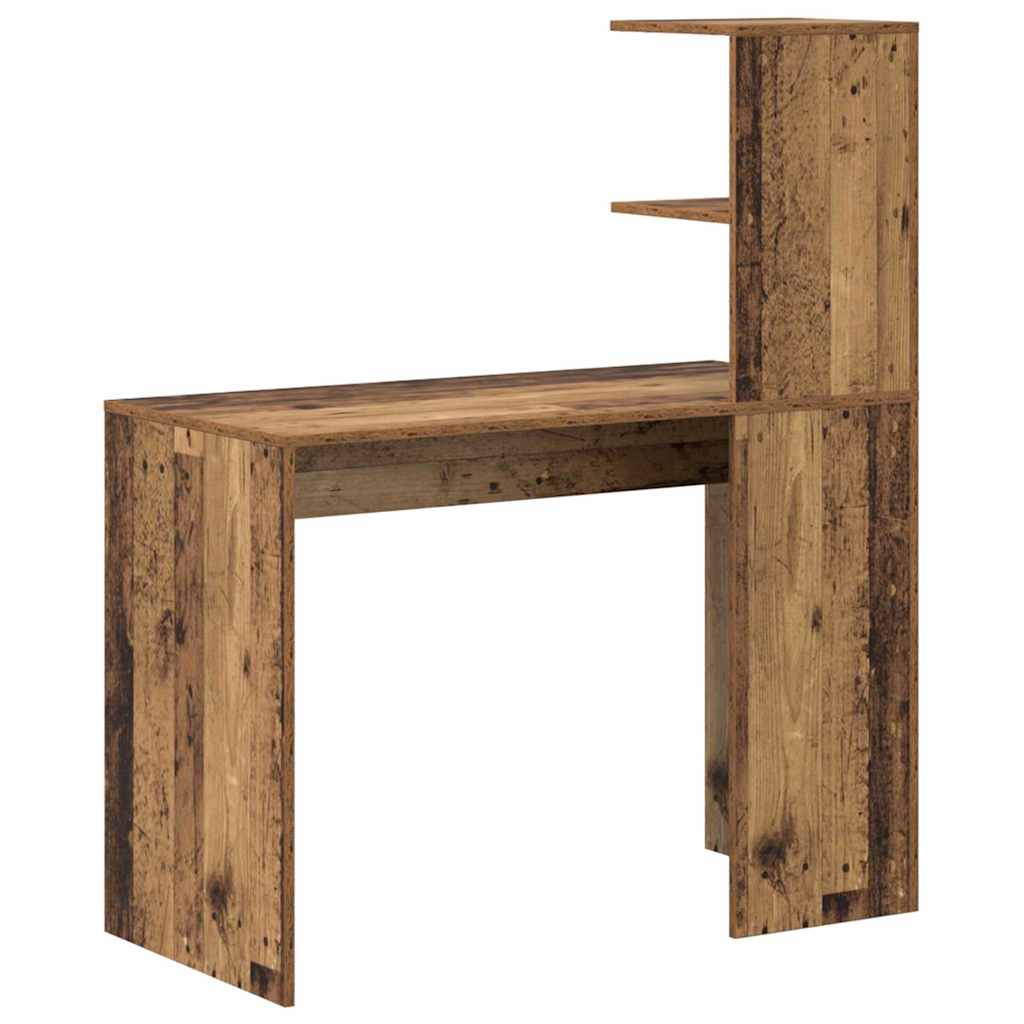 vidaXL Desk with Shelf Old Wood 102 x 50 x 124 cm Engineered Wood