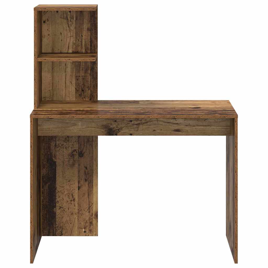 vidaXL Desk with Shelf Old Wood 102 x 50 x 124 cm Engineered Wood
