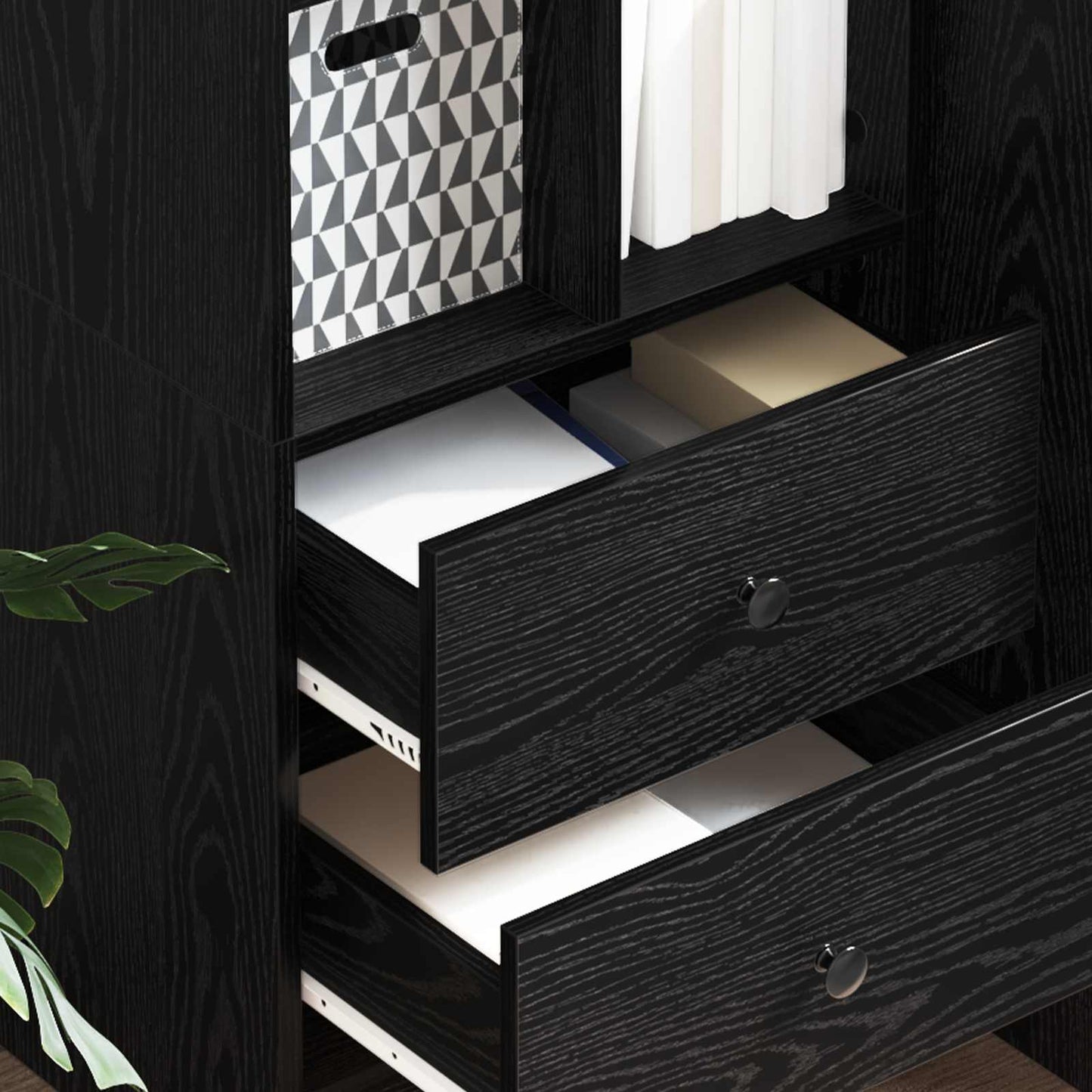 vidaXL Highboard with Drawer Black Oak 45.5 x 34 x 127 cm
