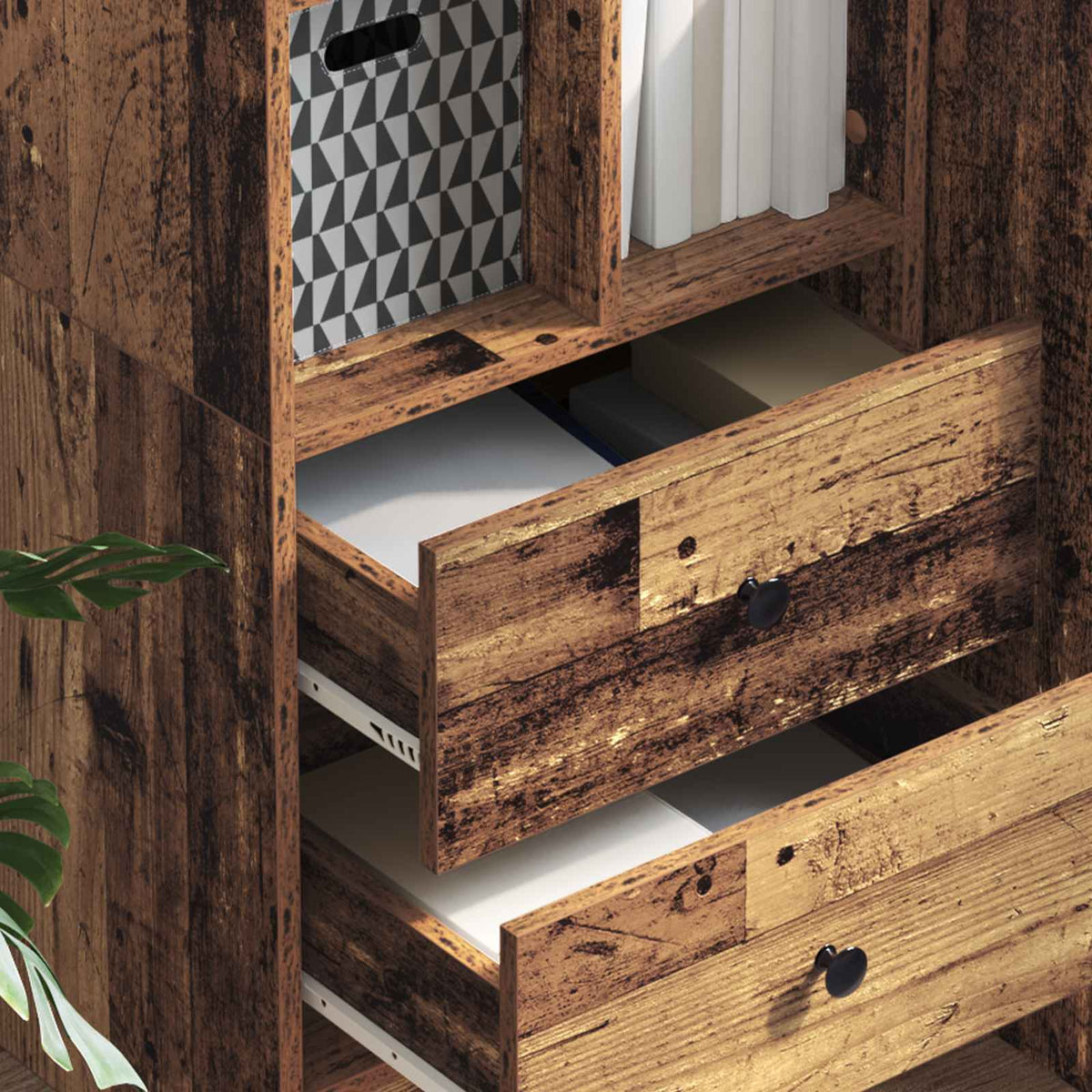 vidaXL Highboard with Drawer Old Wood 45.5 x 34 x 127 cm