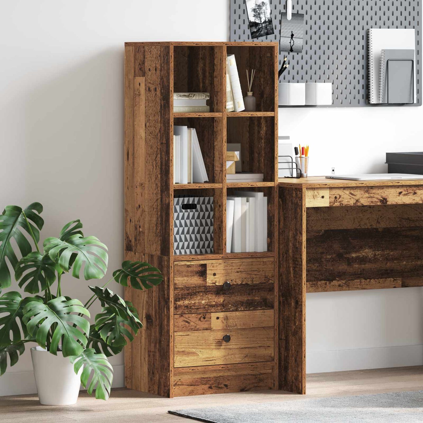 vidaXL Highboard with Drawer Old Wood 45.5 x 34 x 127 cm