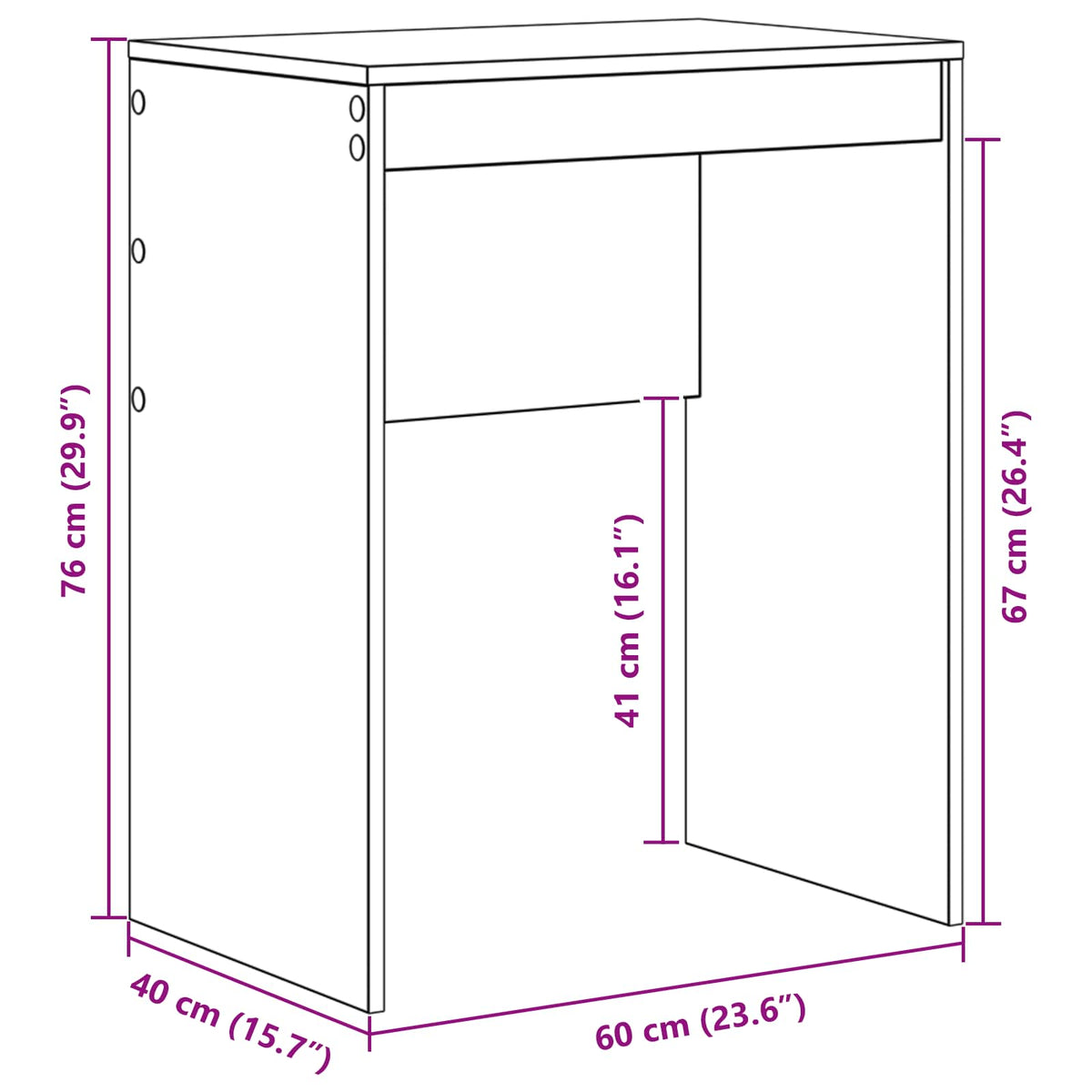 vidaXL Desk White 60 x 40 x 76 cm