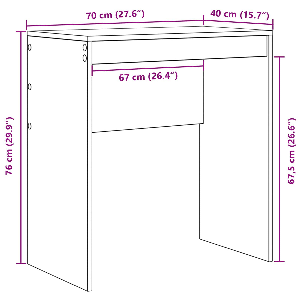 vidaXL Desk White 70 x 40 x 76 cm
