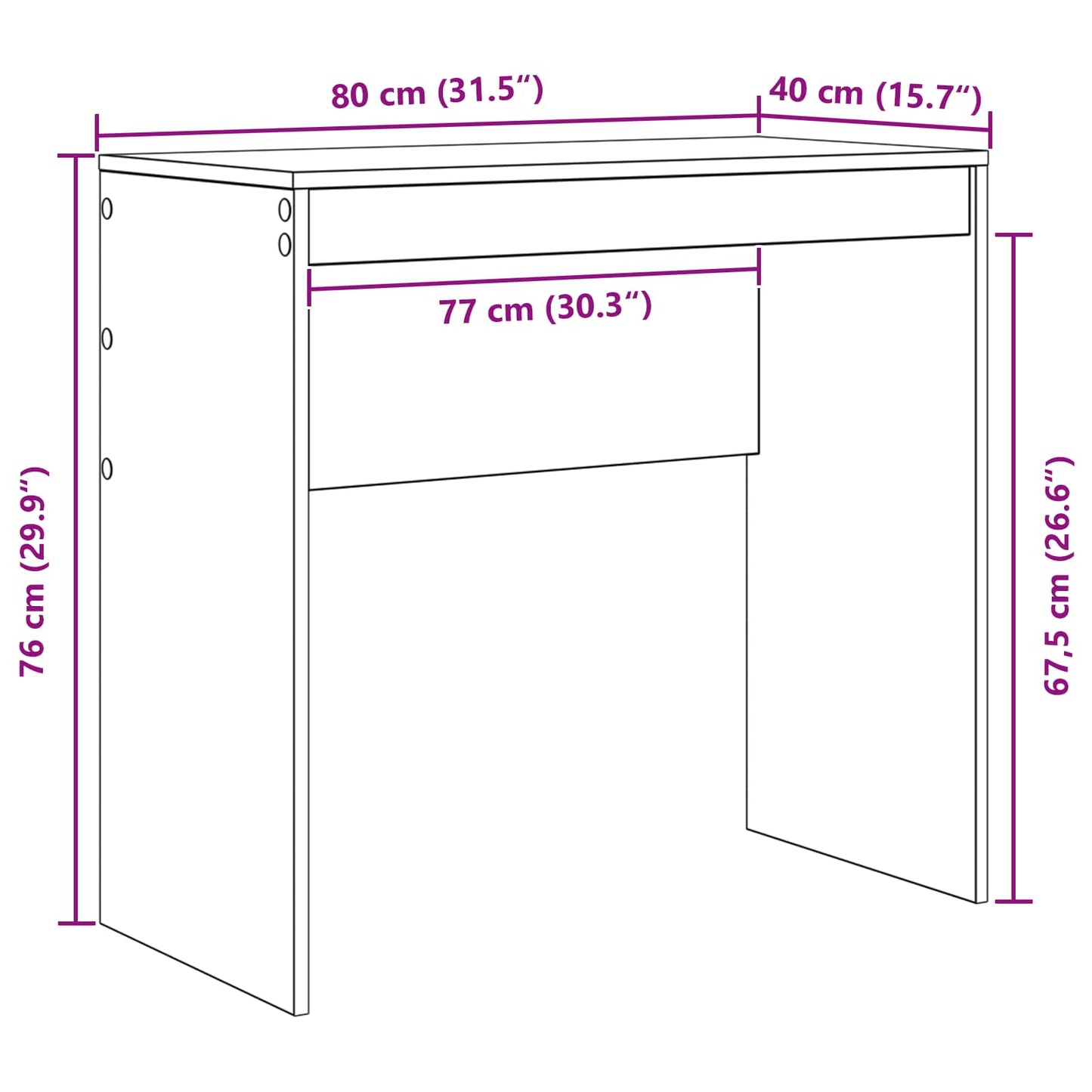 vidaXL Desk White 80 x 40 x 76 cm