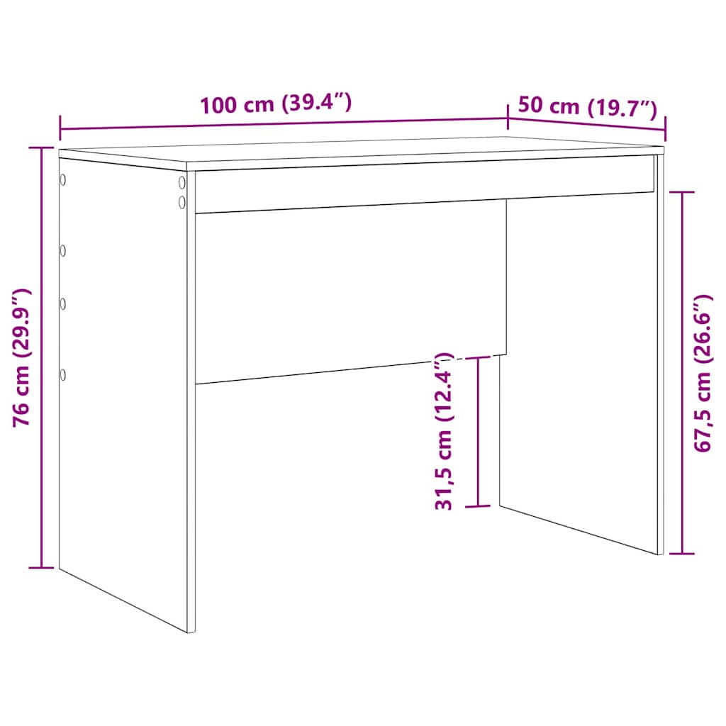 vidaXL Desk White 100 x 50 x 76 cm