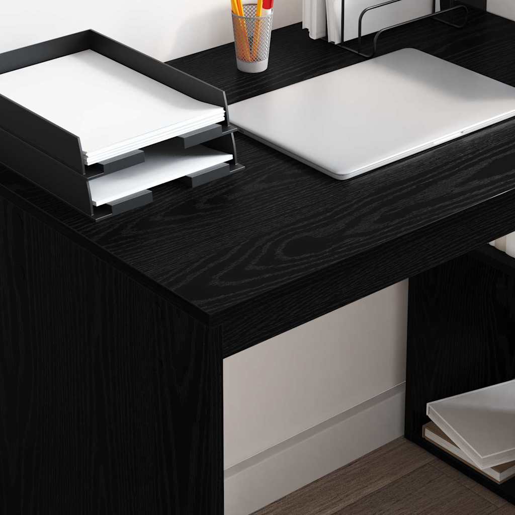 vidaXL Desk with Shelf Black Oak 108 x 55 x 103.5 cm Engineered Wood