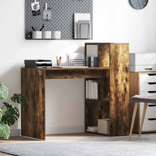vidaXL Desk Smoked Oak Engineered Wood 108 x 55 x 103.5 cm