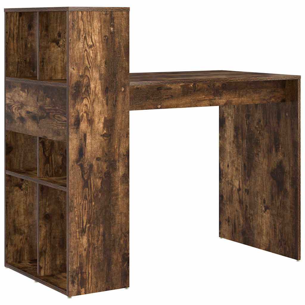 vidaXL Desk with Shelf Smoked Oak 108 x 55 x 103.5 cm Engineered Wood