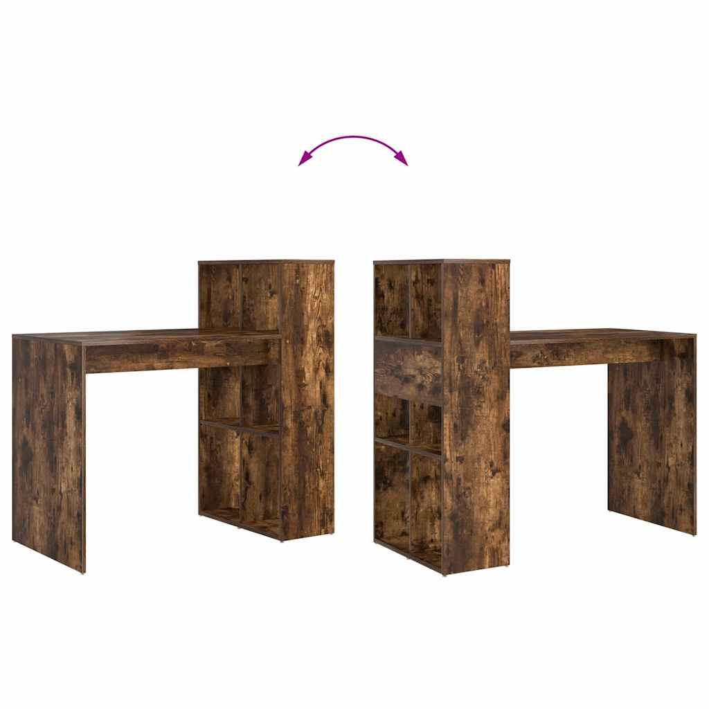 vidaXL Desk with Shelf Smoked Oak 108 x 55 x 103.5 cm Engineered Wood