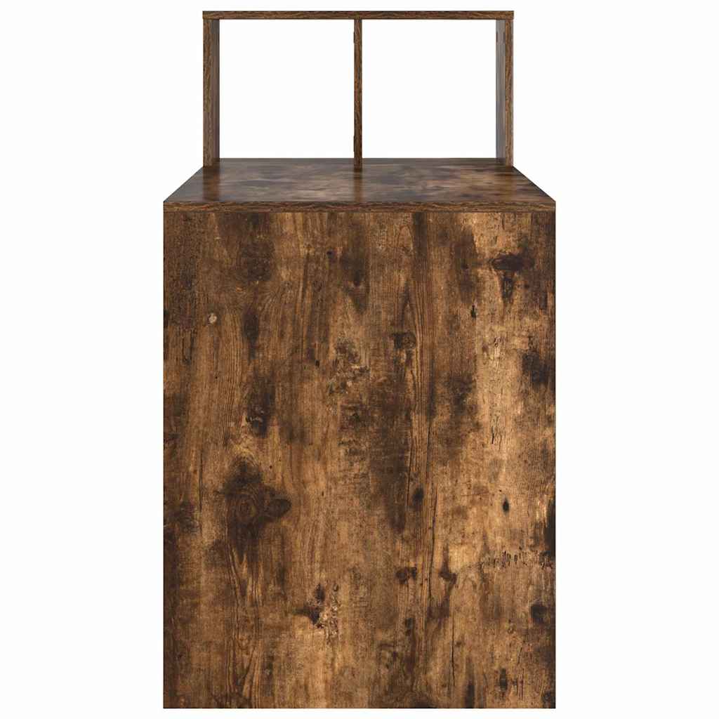 vidaXL Desk with Shelf Smoked Oak 108 x 55 x 103.5 cm Engineered Wood