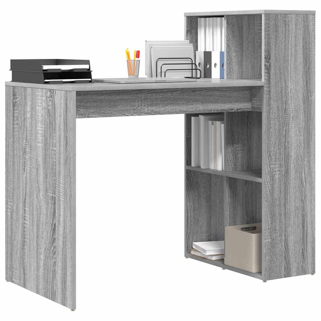 vidaXL Desk with Shelf Grey Sonoma 108 x 55 x 103.5 cm Engineered Wood