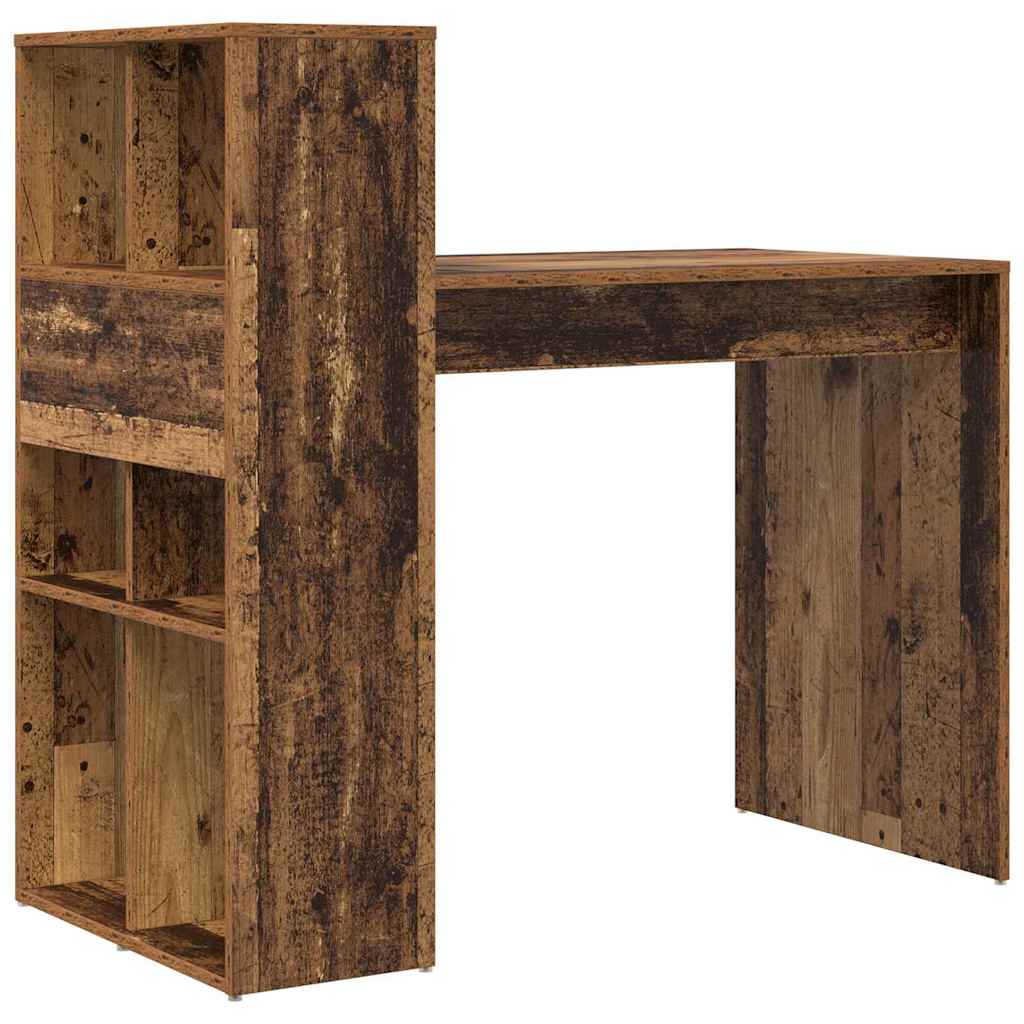vidaXL Desk with Shelf Old Wood 108 x 55 x 103.5 cm Engineered Wood