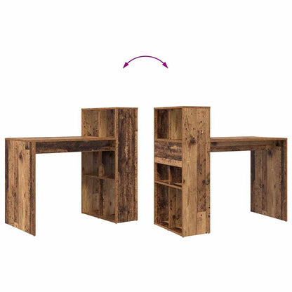 vidaXL Desk with Shelf Old Wood 108 x 55 x 103.5 cm Engineered Wood