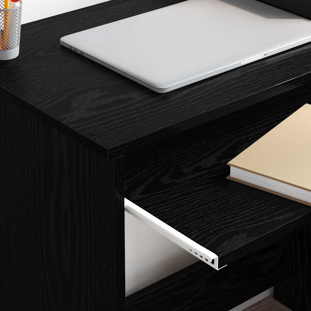 vidaXL Desk with Drawer Black Oak 106 x 41 x 88.5 cm Engineered Wood