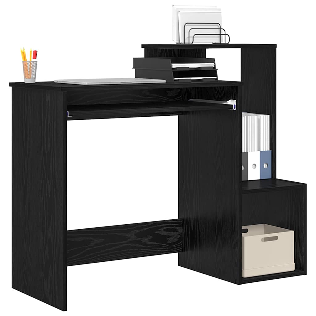 vidaXL Desk with Drawer Black Oak 106 x 41 x 88.5 cm Engineered Wood
