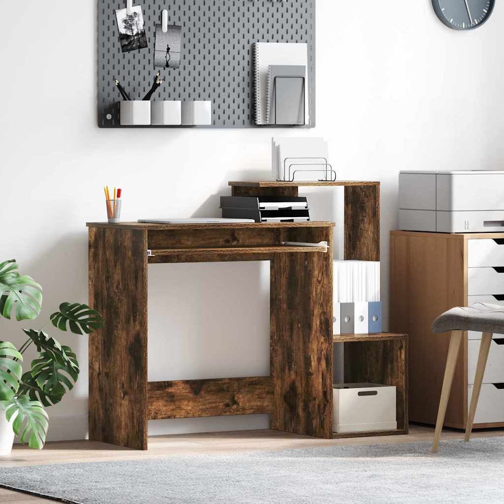 vidaXL Desk with Drawer Smoked Oak 106 x 41 x 88.5 cm Engineered Wood