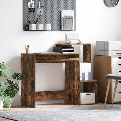 vidaXL Desk with Drawer Smoked Oak 106 x 41 x 88.5 cm Engineered Wood
