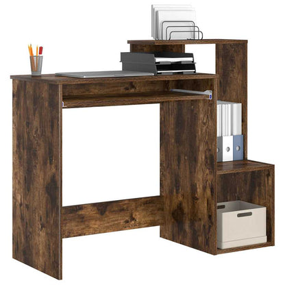 vidaXL Desk with Drawer Smoked Oak 106 x 41 x 88.5 cm Engineered Wood