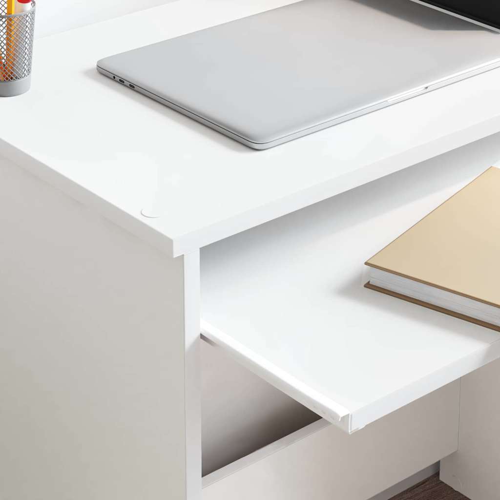 vidaXL Desk with Drawer White 120.5 x 44 x 88.5 cm Engineered Wood