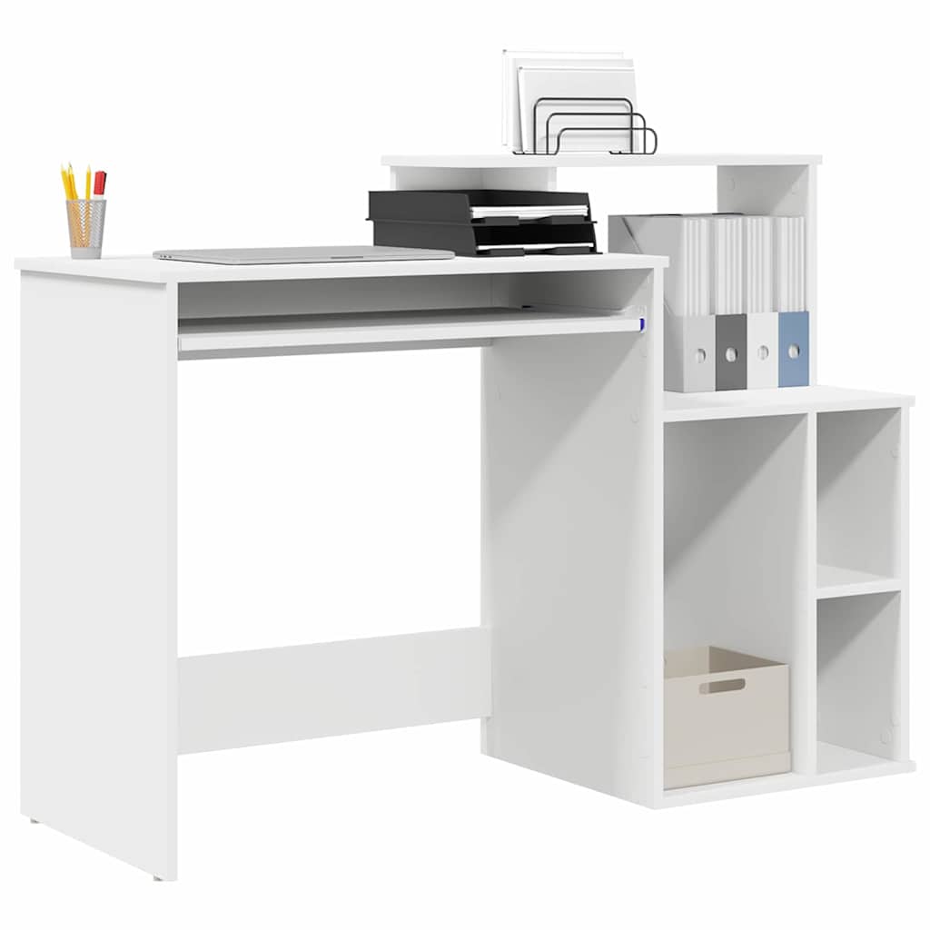 vidaXL Desk with Drawer White 120.5 x 44 x 88.5 cm Engineered Wood