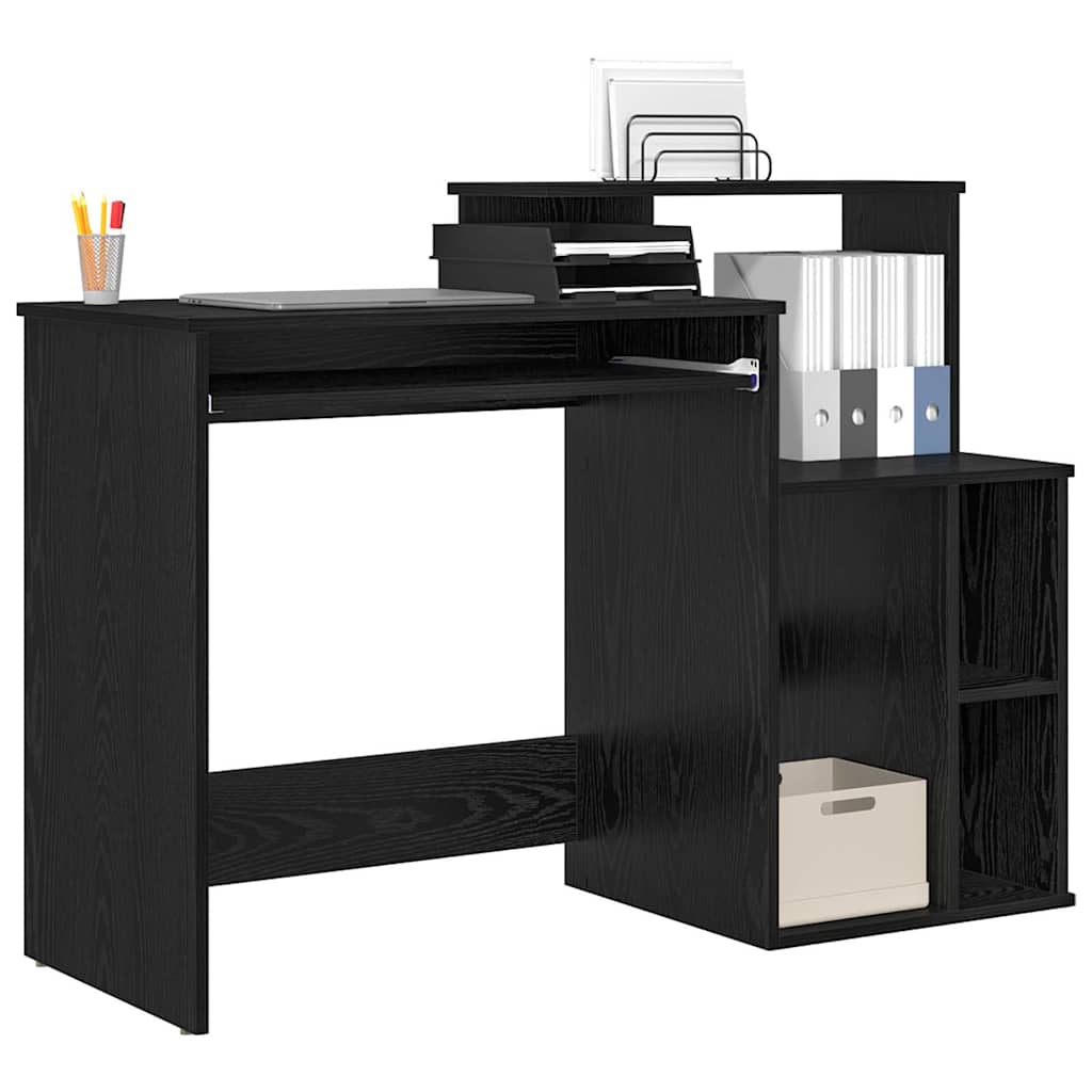 vidaXL Desk with Drawer Black Oak 120.5 x 44 x 88.5 cm Engineered Wood