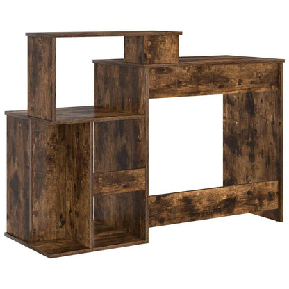vidaXL Desk with Shelf Smoked Oak 120.5 x 44 x 88.5 cm Engineered Wood