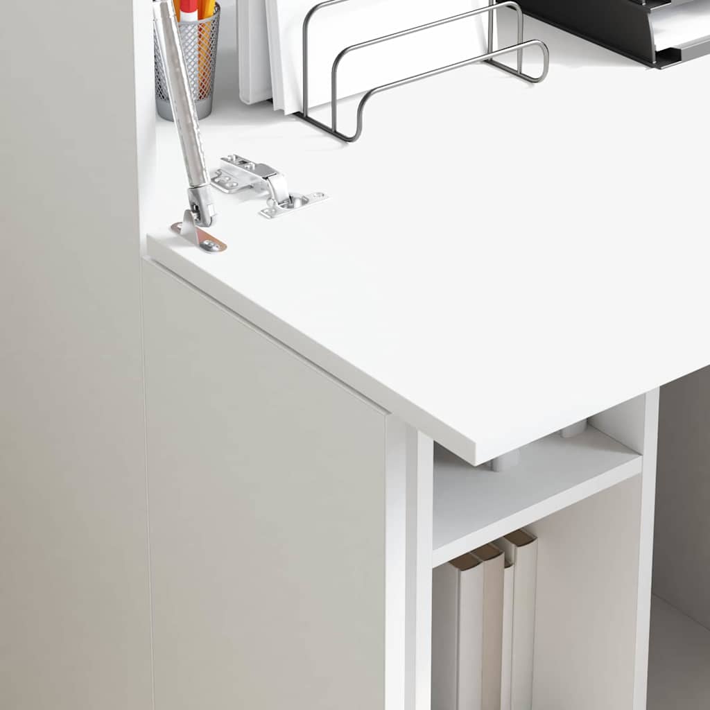 vidaXL Desk with Shelf White 71.5 x 31.5 x 106.5 cm Engineered Wood