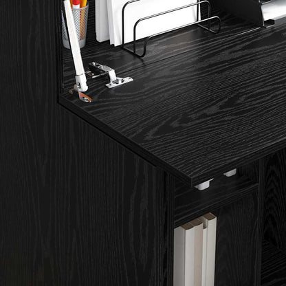 vidaXL Desk with Door Black Oak 71.5 x 31.5 x 106.5 cm Engineered Wood