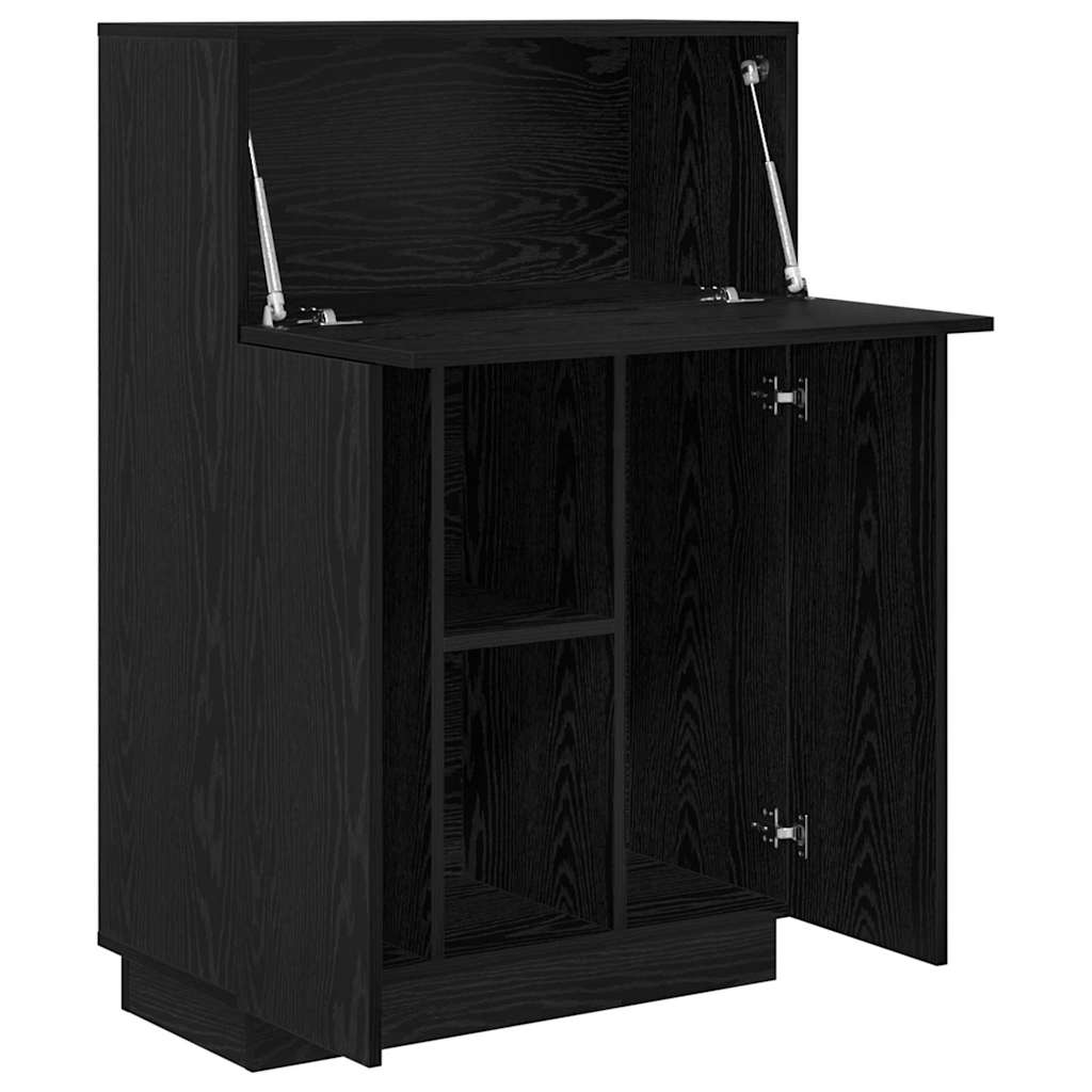 vidaXL Desk with Door Black Oak 71.5 x 31.5 x 106.5 cm Engineered Wood