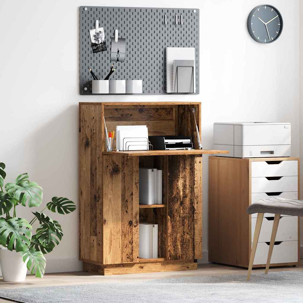 vidaXL Desk with Shelf Old Wood 71.5 x 31.5 x 106.5 cm Engineered Wood