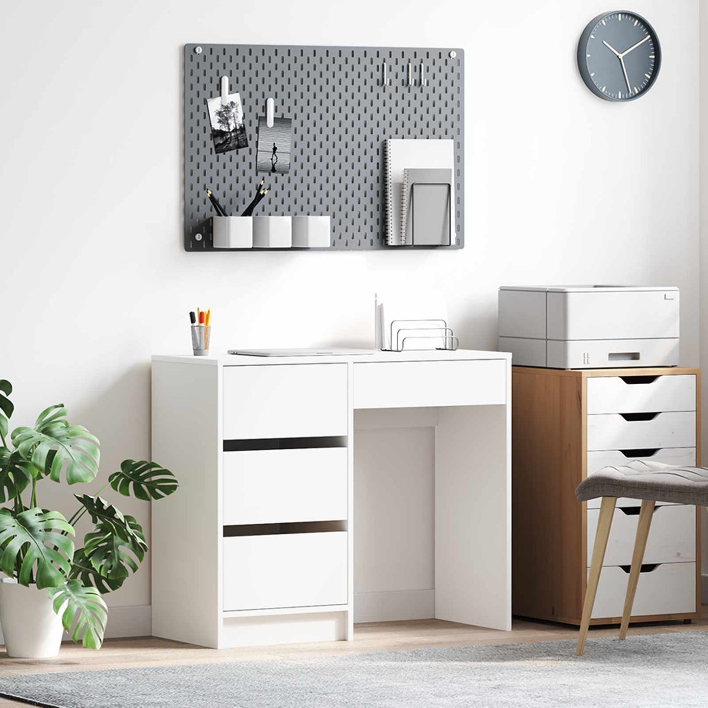 vidaXL Desk with Drawer White 90 x 37.5 x 75 cm Engineered Wood