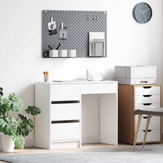 vidaXL Desk with Drawer White 90 x 37.5 x 75 cm Engineered Wood