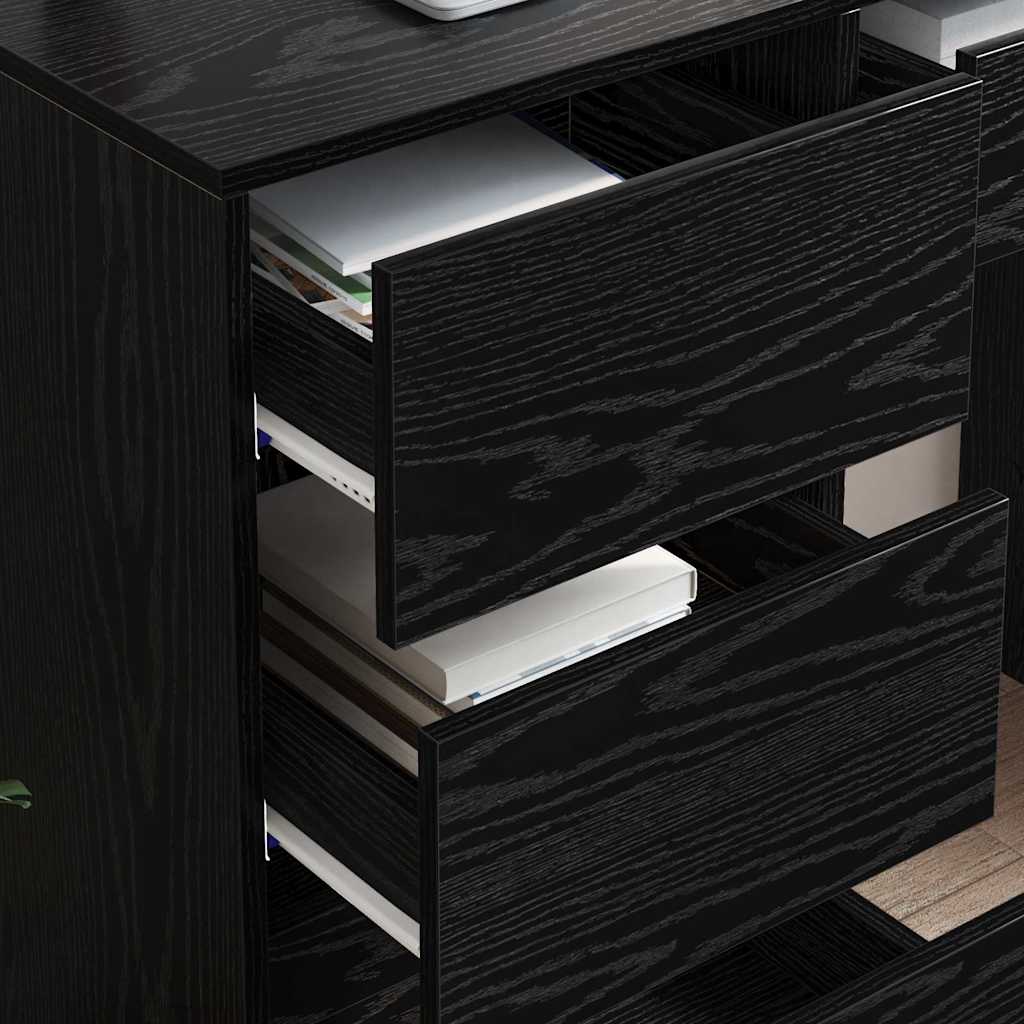 vidaXL Desk with Drawer Black Oak 90 x 37.5 x 75 cm Engineered Wood