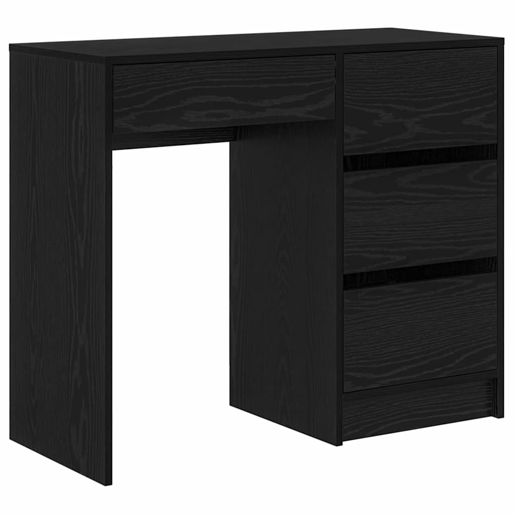 vidaXL Desk with Drawer Black Oak 90 x 37.5 x 75 cm Engineered Wood
