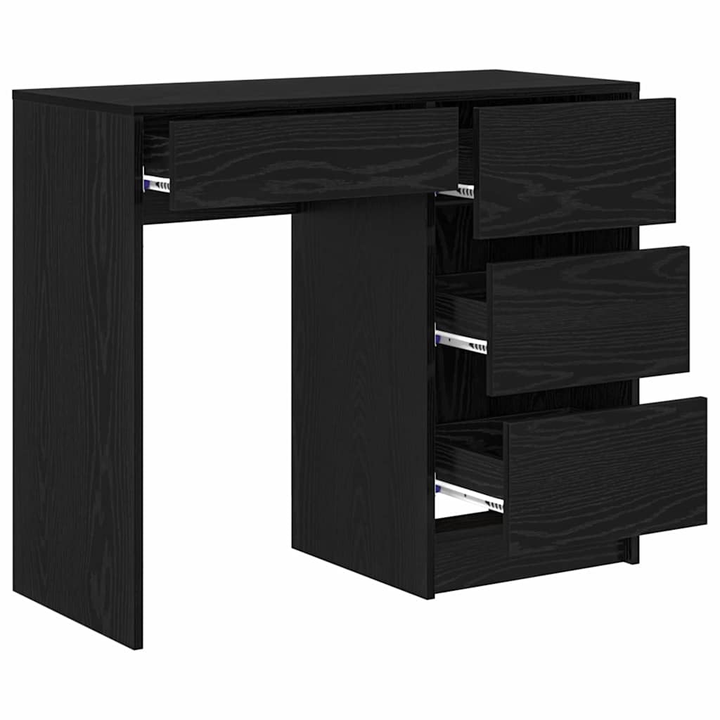 vidaXL Desk with Drawer Black Oak 90 x 37.5 x 75 cm Engineered Wood