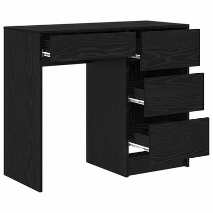 vidaXL Desk with Drawer Black Oak 90 x 37.5 x 75 cm Engineered Wood