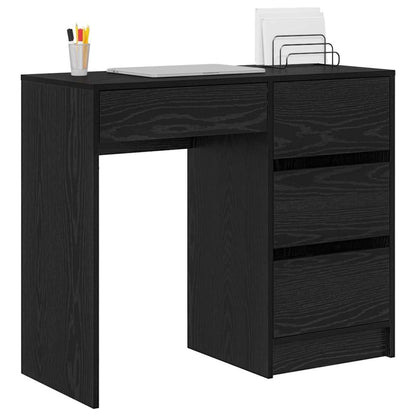 vidaXL Desk with Drawer Black Oak 90 x 37.5 x 75 cm Engineered Wood