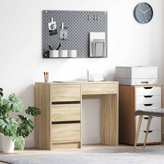 vidaXL Desk Sonoma Oak Engineered Wood 90 x 37.5 x 75 cm