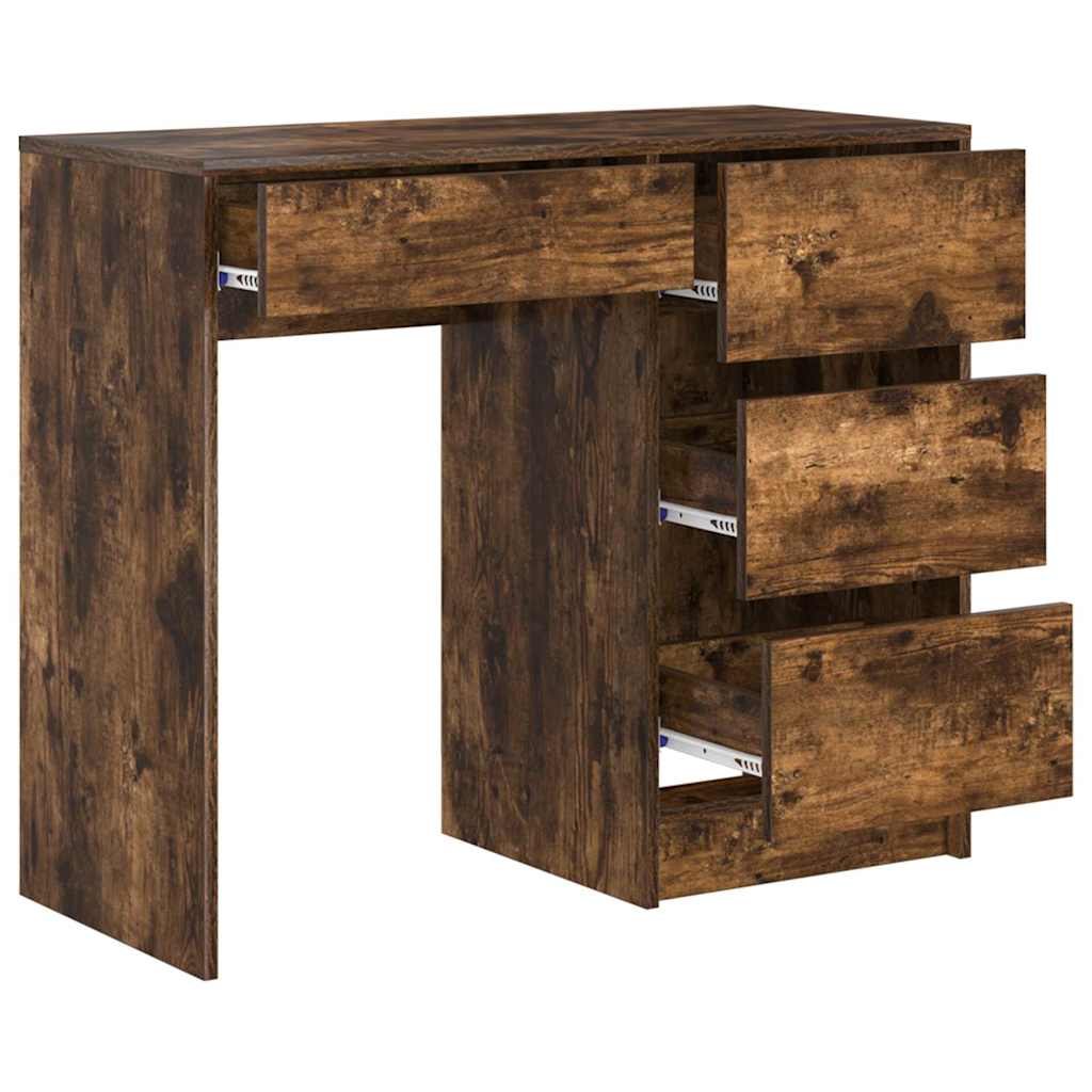 vidaXL Desk with Drawer Smoked Oak 90 x 37.5 x 75 cm Engineered Wood