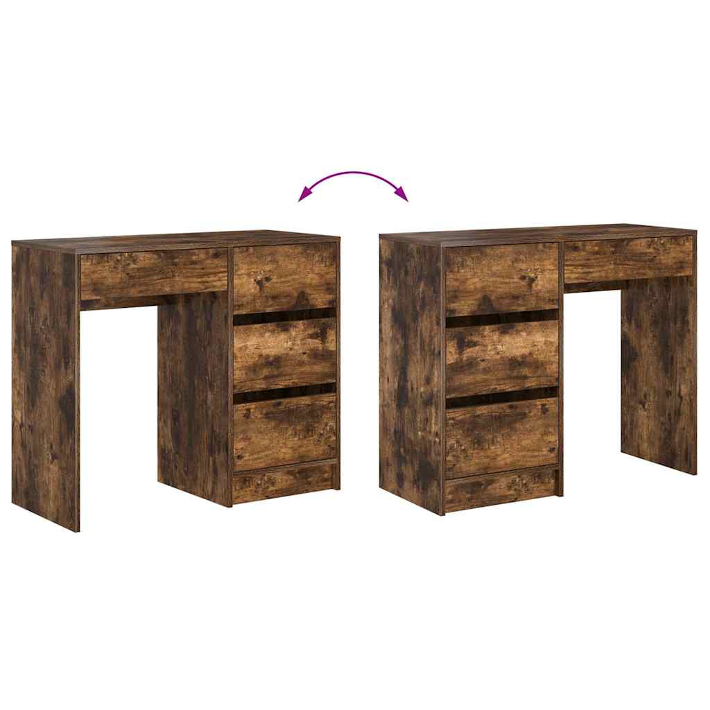 vidaXL Desk with Drawer Smoked Oak 90 x 37.5 x 75 cm Engineered Wood