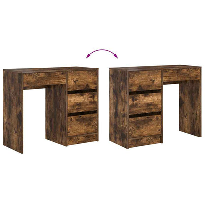 vidaXL Desk Smoked Oak Engineered Wood 90 x 37.5 x 75 cm