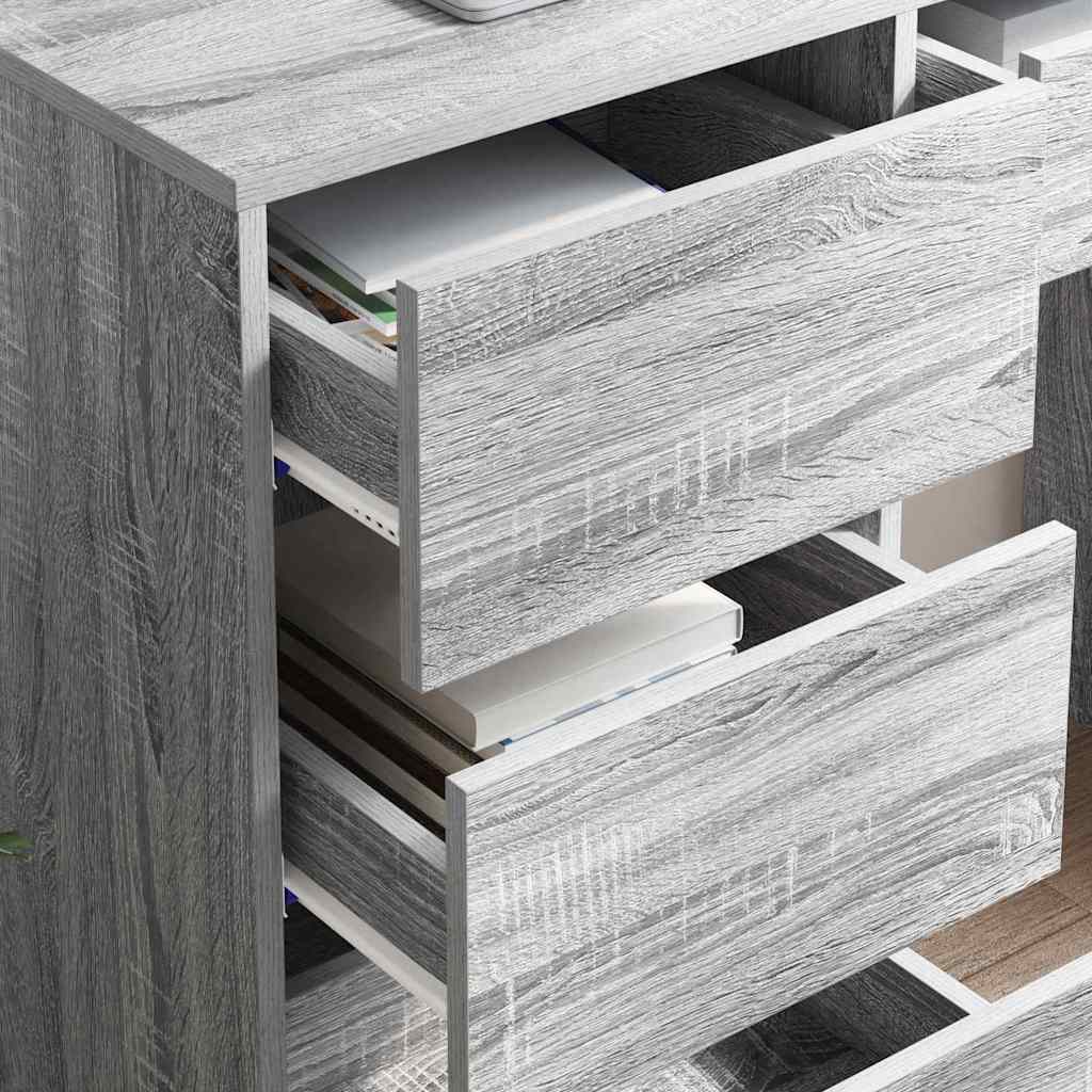 vidaXL Desk with Drawer Grey Sonoma 90 x 37.5 x 75 cm Engineered Wood
