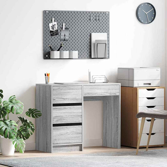 vidaXL Desk Grey Sonoma Engineered Wood 90 x 37.5 x 75 cm