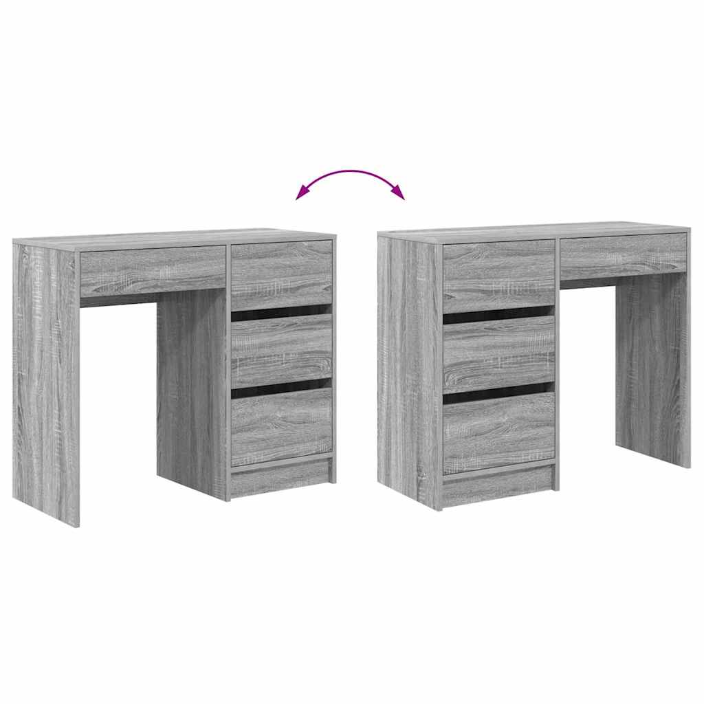 vidaXL Desk with Drawer Grey Sonoma 90 x 37.5 x 75 cm Engineered Wood