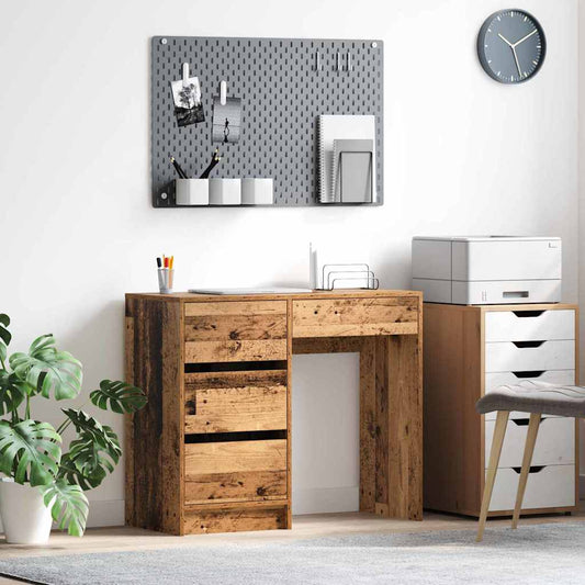 vidaXL Desk with Drawer Old Wood 90 x 37.5 x 75 cm Engineered Wood