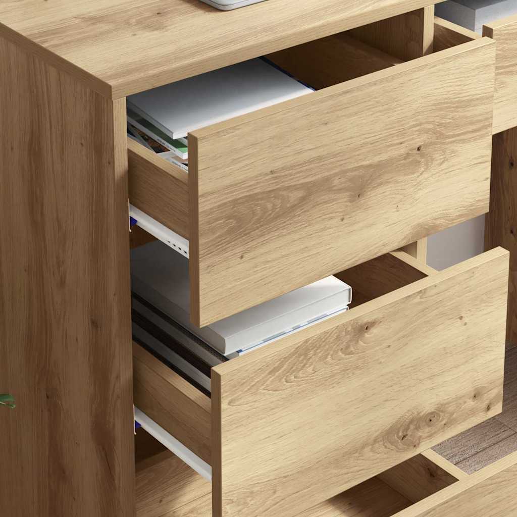 vidaXL Desk with Drawer Artisan Oak 90 x 37.5 x 75 cm Engineered Wood